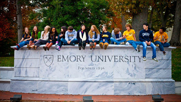 Students at Emory wall